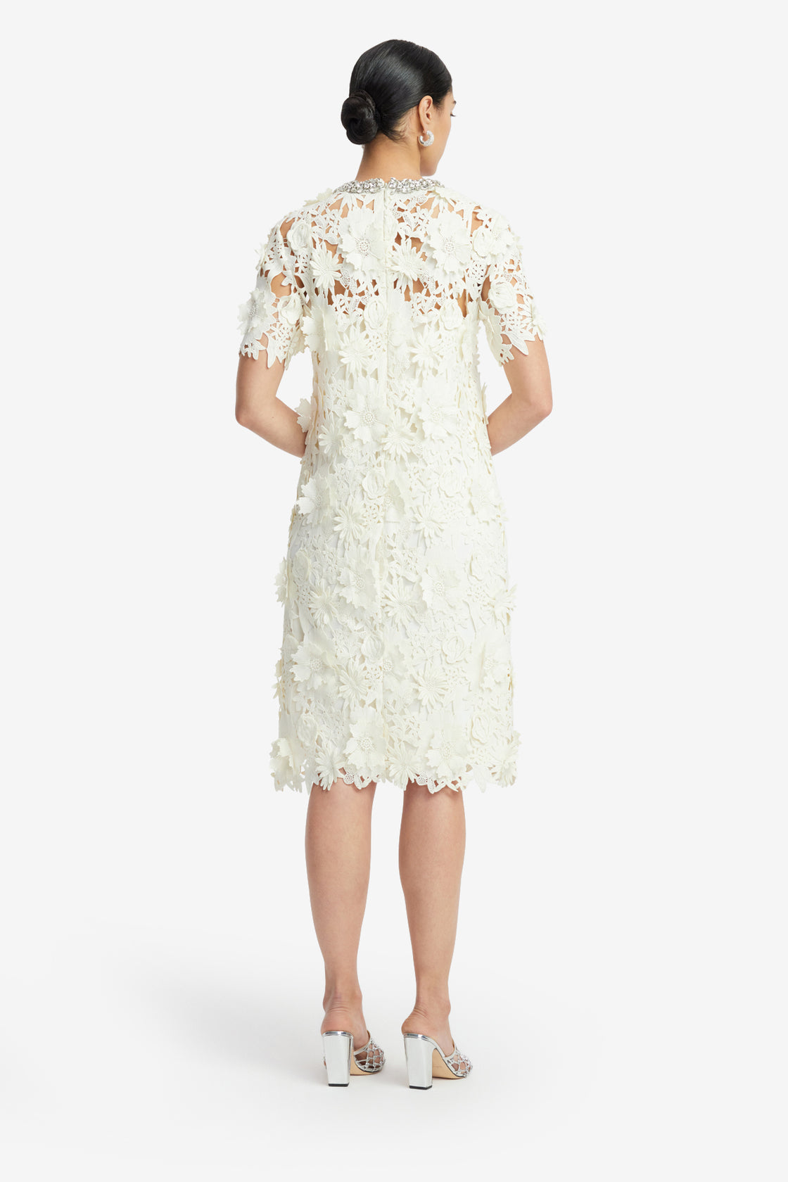 Exclusive LEO LIN Sheridan Embellished Lace Midi Dress - Snow