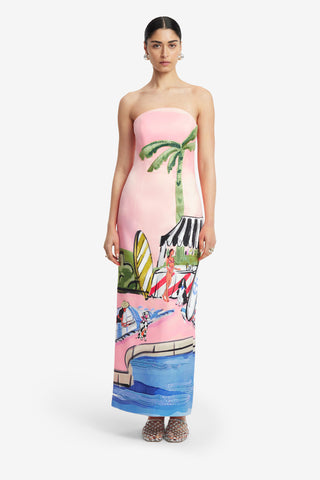 Exclusive LEO LIN Ava Bustier Maxi Dress - Riviera Print