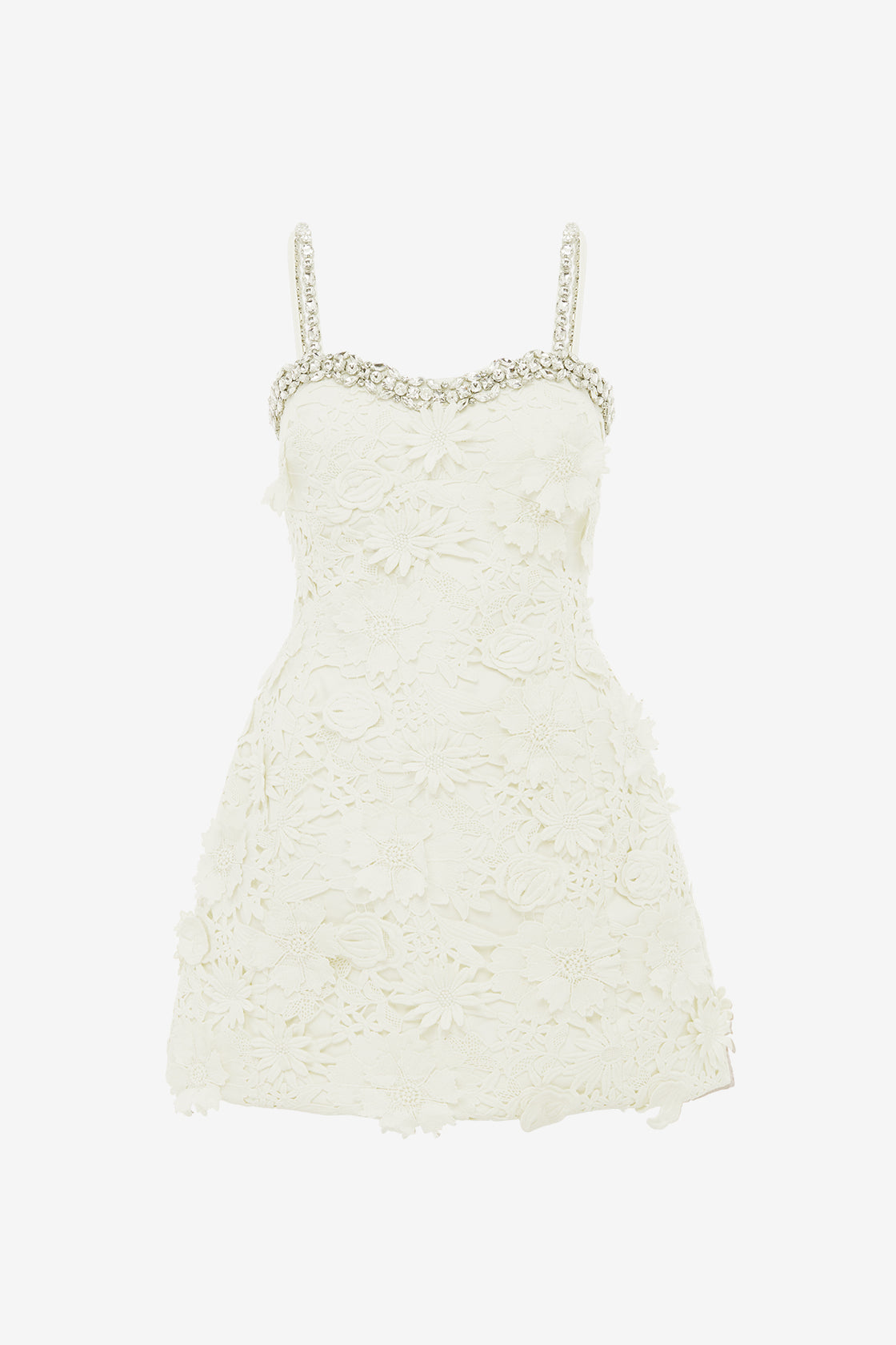 Sophia Embellished Lace Mini Dress - Snow LEO LIN Sophia Embellished Lace Mini Dress - Snow LEO LIN