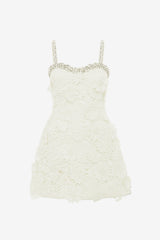 Sophia Embellished Lace Mini Dress - Snow Dress Mini