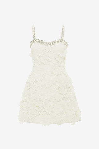 Exclusive LEO LIN Sophia Embellished Lace Mini Dress - Snow