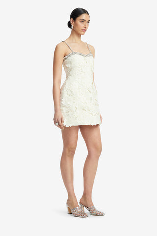Exclusive LEO LIN Sophia Embellished Lace Mini Dress - Snow