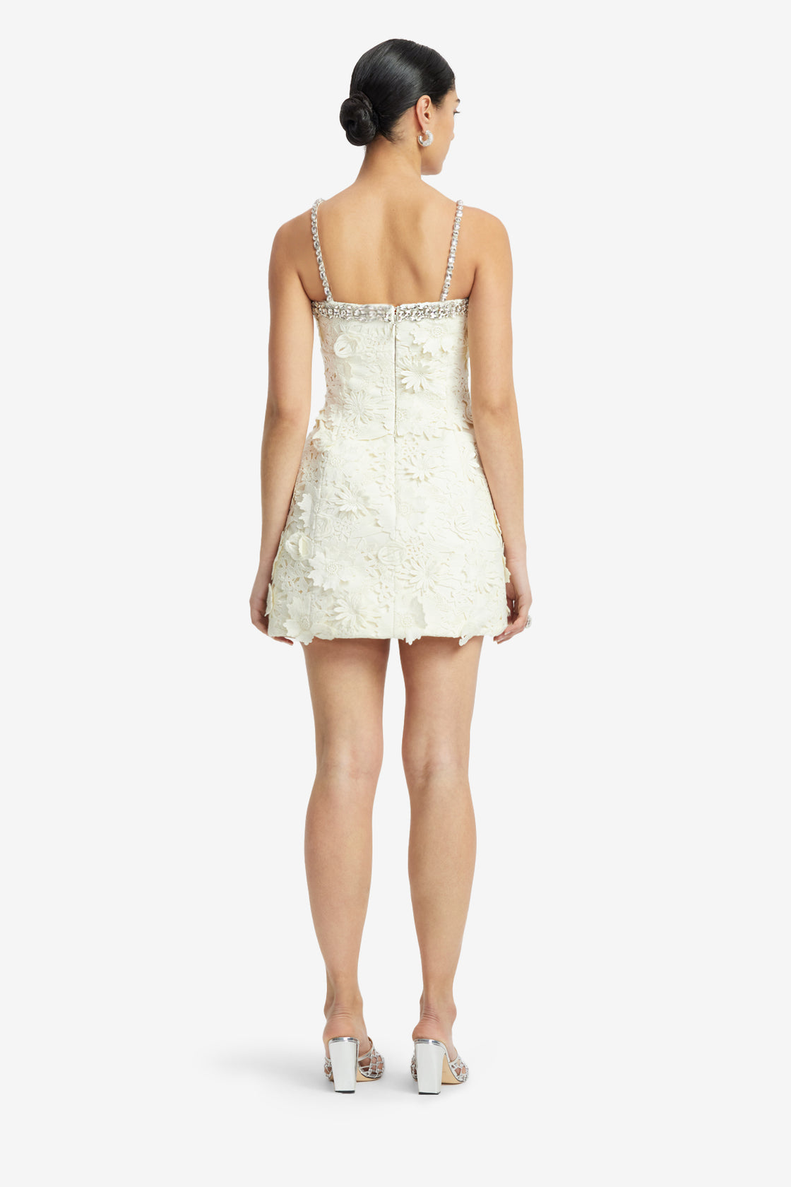 Exclusive LEO LIN Sophia Embellished Lace Mini Dress - Snow