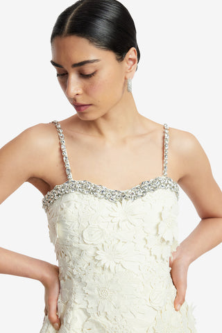 Exclusive LEO LIN Sophia Embellished Lace Mini Dress - Snow