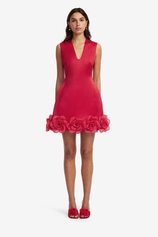 Exclusive LEO LIN Bree V Neck Mini Dress - Scarlet