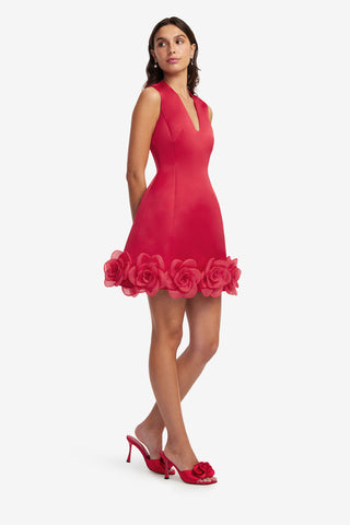 Exclusive LEO LIN Bree V Neck Mini Dress - Scarlet