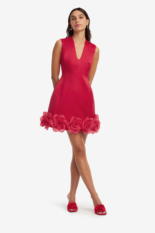 Exclusive LEO LIN Bree V Neck Mini Dress - Scarlet