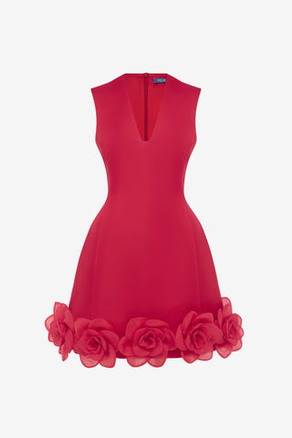 Exclusive LEO LIN Bree V Neck Mini Dress - Scarlet