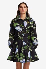 Kathleen Silk Blouse - Vine Print in Ebony Blouse/Shirts