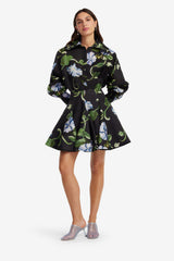 Kathleen Silk Blouse - Vine Print in Ebony Blouse/Shirts
