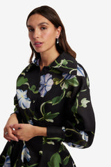 Kathleen Silk Blouse - Vine Print in Ebony Blouse/Shirts