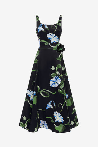 Serafina Appliqué Maxi Dress - Vine Print in Ebony Dress Maxi