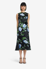 Olive Midi Dress - Vine Print in Ebony Dress Midi
