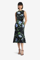 Olive Midi Dress - Vine Print in Ebony Dress Midi