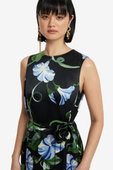 Olive Midi Dress - Vine Print in Ebony Dress Midi