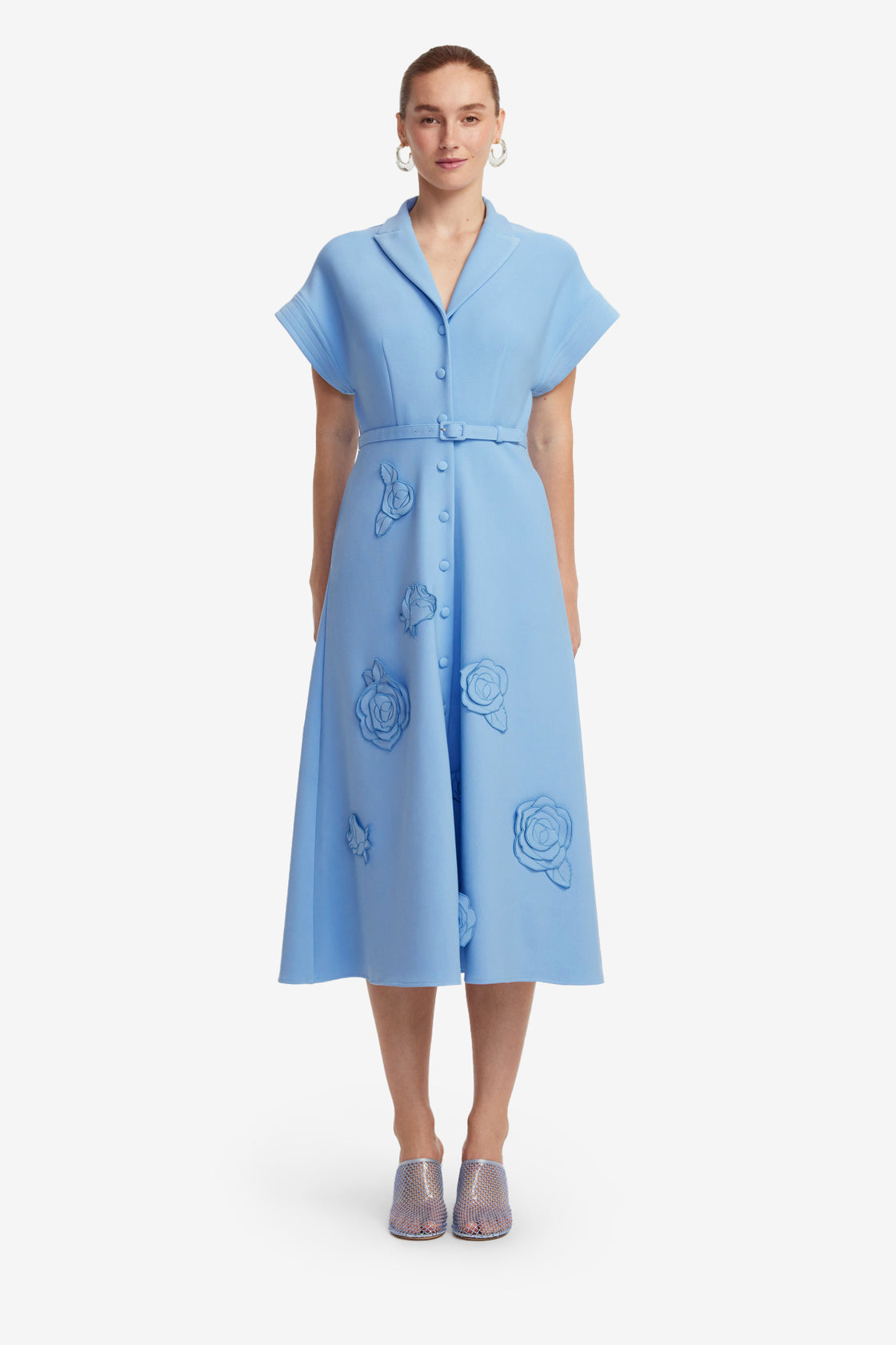 Aubrey Appliqué Shirt Midi Dress