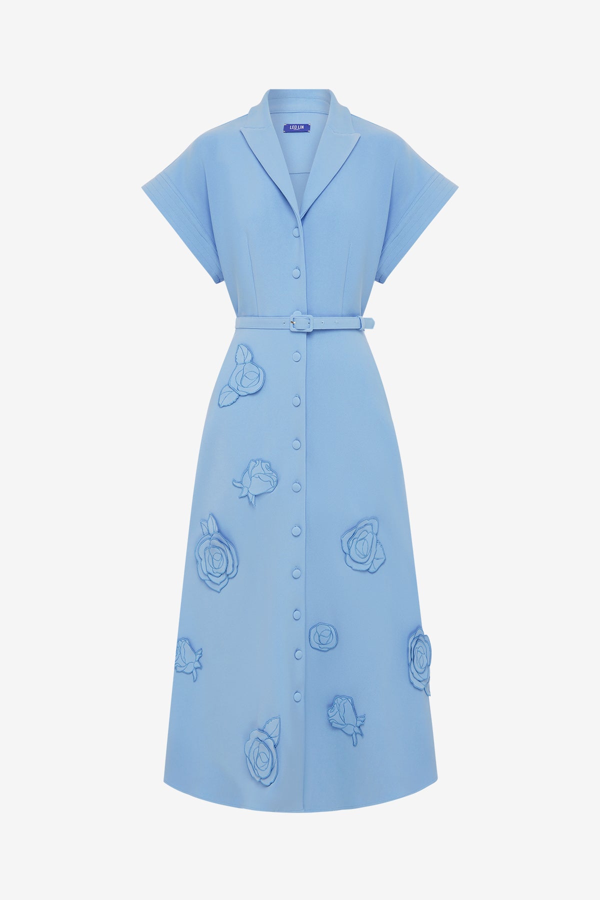 Aubrey Appliqué Shirt Midi Dress - Pastel Blue – LEO LIN