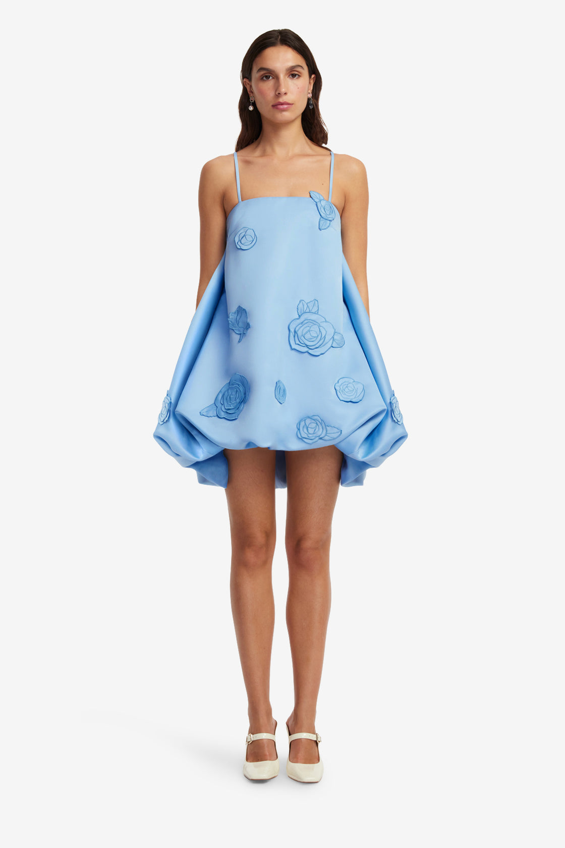 Patsy Appliqu Puff Mini Dress - Pastel Blue LEO LIN Patsy Appliqu Puff Mini Dress - Pastel Blue LEO LIN