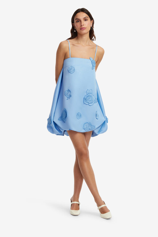 Exclusive LEO LIN Patsy Applique Puff Mini Dress - Pastel Blue
