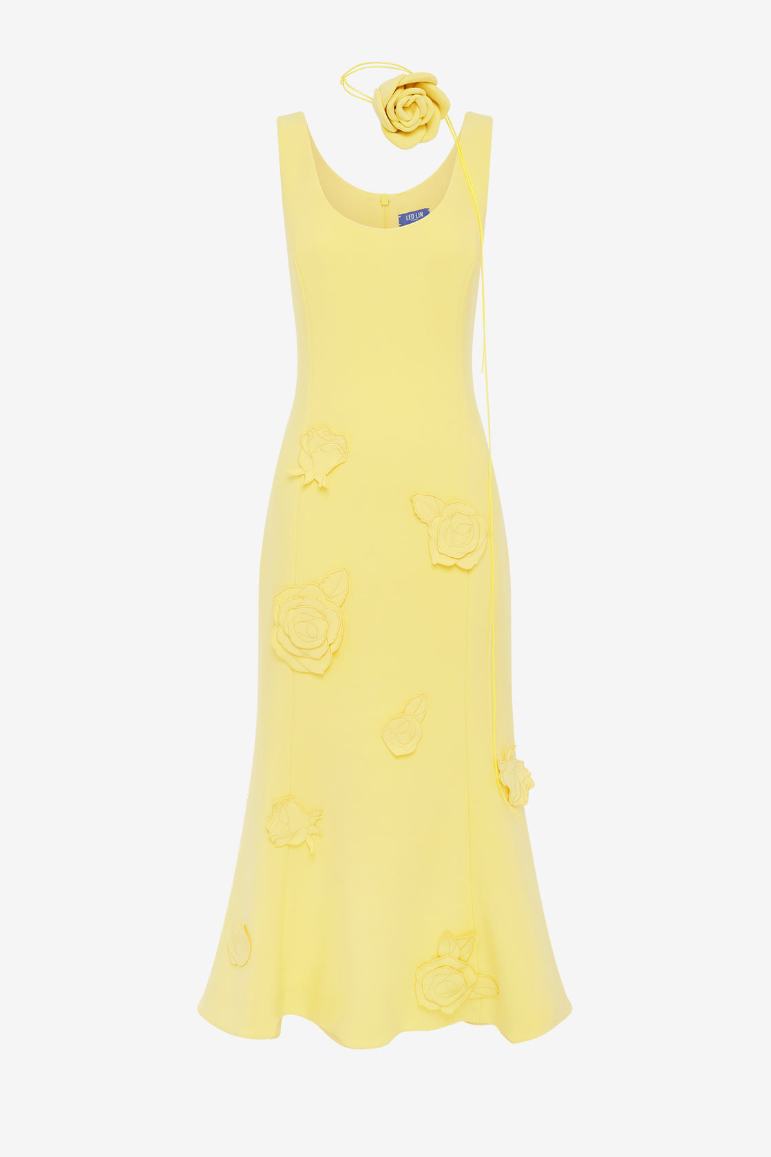 Exclusive LEO LIN Emily Appliqué Midi Dress - Limoncello