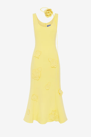 Exclusive LEO LIN Emily Appliqué Midi Dress - Limoncello