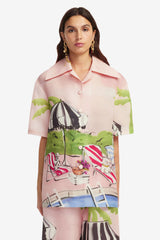 Casey Silk Button Shirt - Riviera Print Blouse/Shirts
