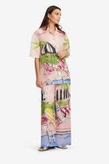 Casey Silk Button Shirt - Riviera Print Blouse/Shirts