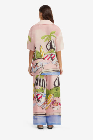 Exclusive LEO LIN Casey Silk Button Shirt - Riviera Print 