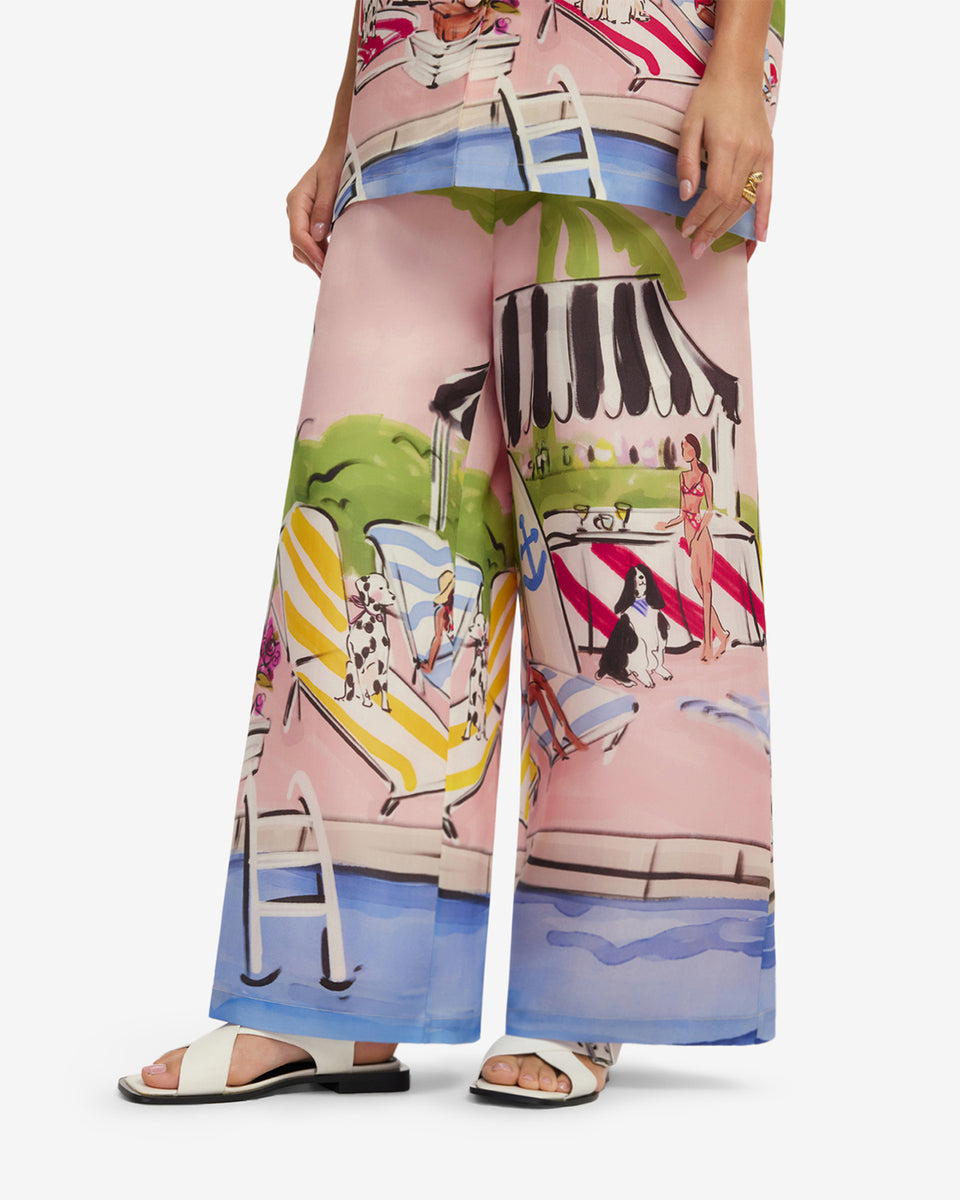 Exclusive LEO LIN Jamie Wide Leg Pants - Riviera Print