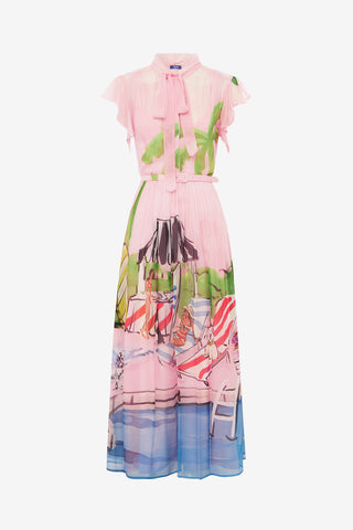 Exclusive LEO LIN Grace Flutter Sleeve Midi Dress - Riviera Print 