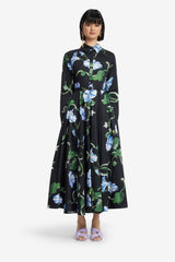 Zara Shirt Midi Dress - Vine Print in Ebony Dress Midi