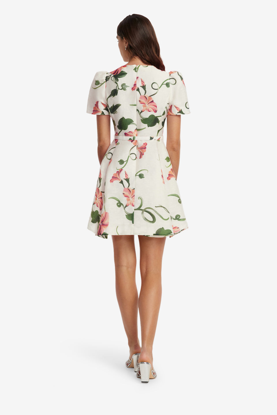 Exclusive LEO LIN Elyse Short Sleeve Mini Dress - Vine Print in Snow