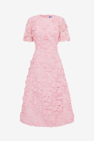 Exclusive LEO LIN Caroline Lace Short Sleeves Midi Dress - Blush Pink