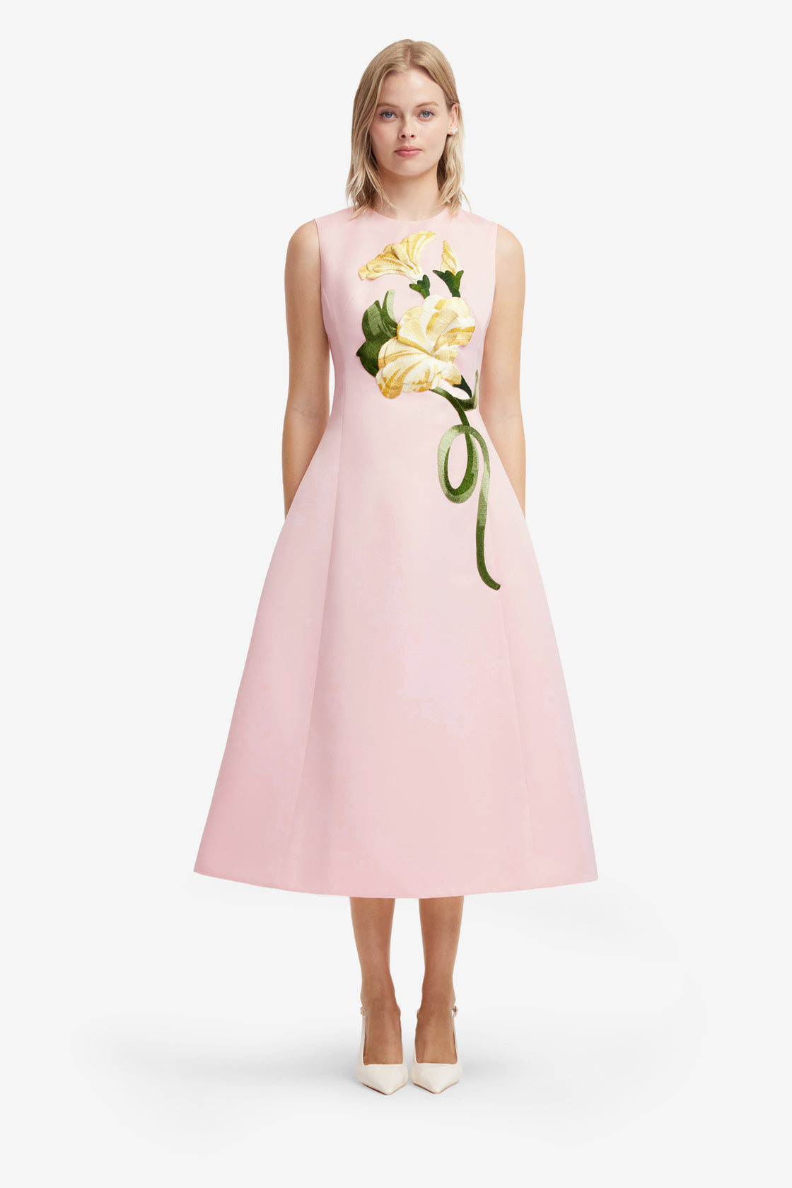 leo lin cleo appliqu midi dress Cleo Sleeveless Midi in Peony Print Fuchsia