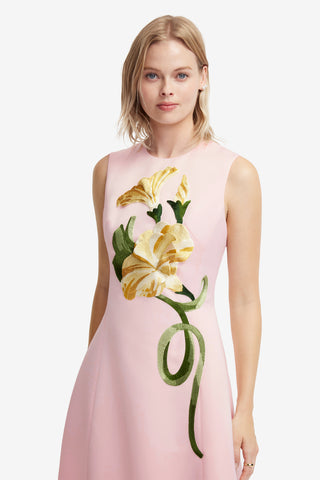 Exclusive LEO LIN Cleo Appliqué Sleeveless Midi Dress - Vine Print in Pink