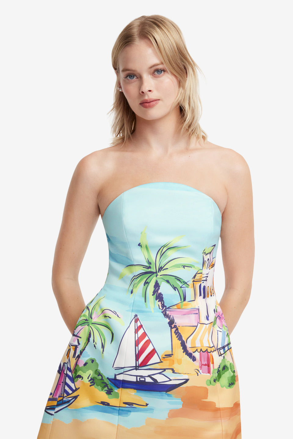 Exclusive LEO LIN Zaria Bustier Mini Dress - Voyage Print
