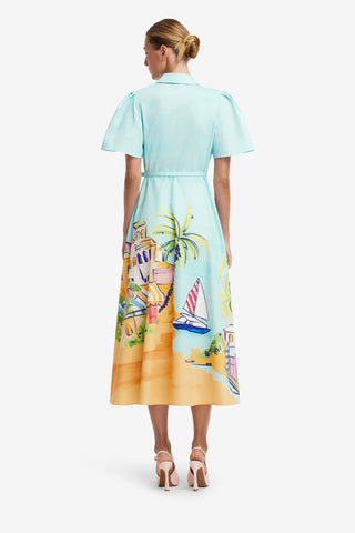 Exclusive LEO LIN Bianca Short Sleeve Midi Dress - Voyage Print