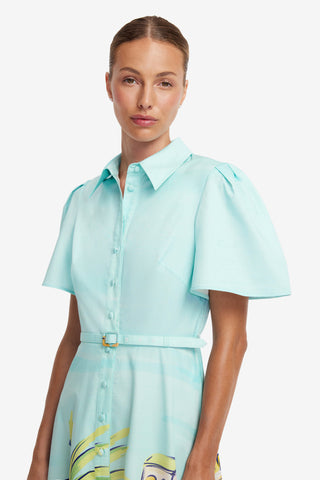 Exclusive LEO LIN Bianca Short Sleeve Midi Dress - Voyage Print