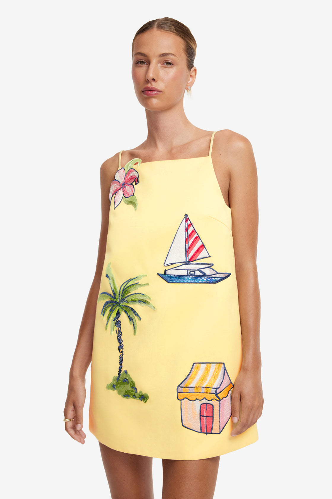 Exclusive LEO LIN Leia Embroidered Mini Dress - Havana Print