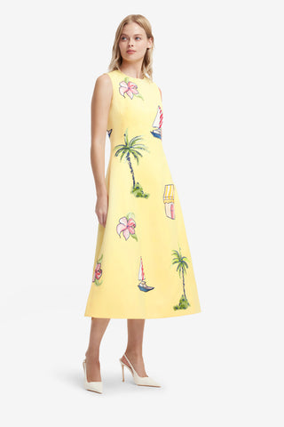 Exclusive LEO LIN Cleo Embroidered Sleeveless Midi Dress - Havana Print