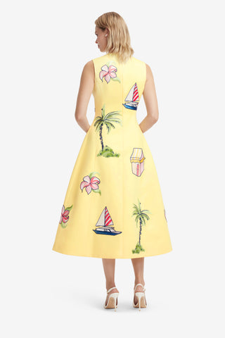 Exclusive LEO LIN Cleo Embroidered Sleeveless Midi Dress - Havana Print