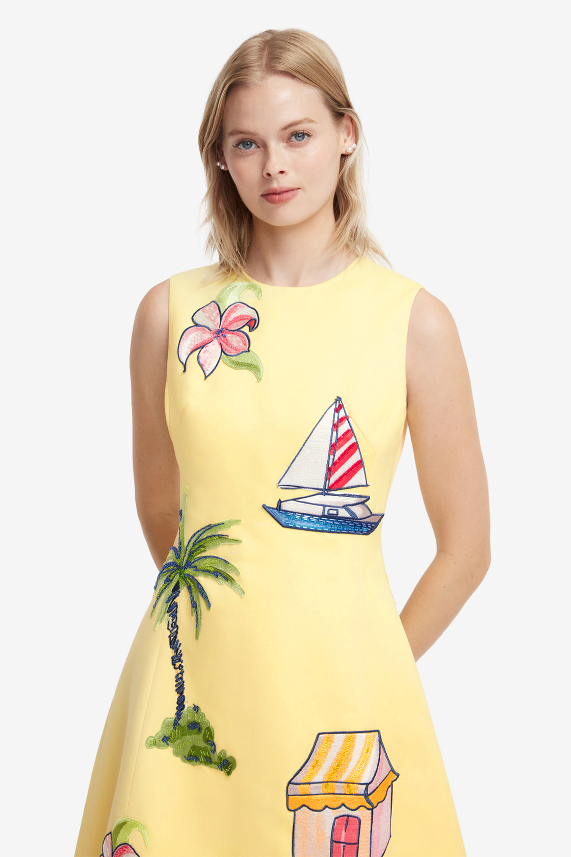 Exclusive LEO LIN Cleo Embroidered Sleeveless Midi Dress - Havana Print