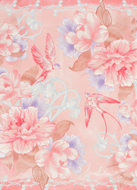 Exclusive Leo Lin Large Silk Scarf in Swallow Print in Lush
