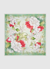 Exclusive Leo Lin Large Silk Scarf in Swallow Print in Tranquility