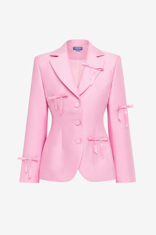 Annika Bow Blazer - Pink Blazer