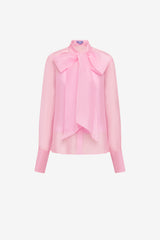 Dressage Silk Organza Tie Blouse - Pink Blouse/Shirts