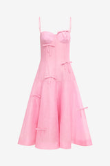 Marisol Bow Midi Dress - Pink Dress Midi