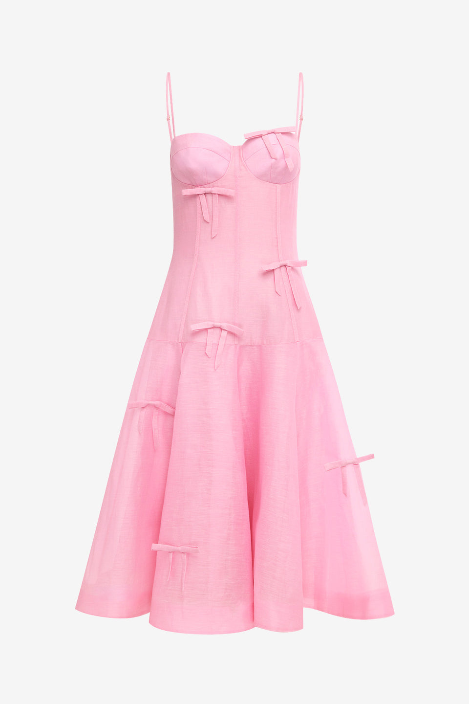 Marisol Bow Midi Dress - Pink Dress Midi