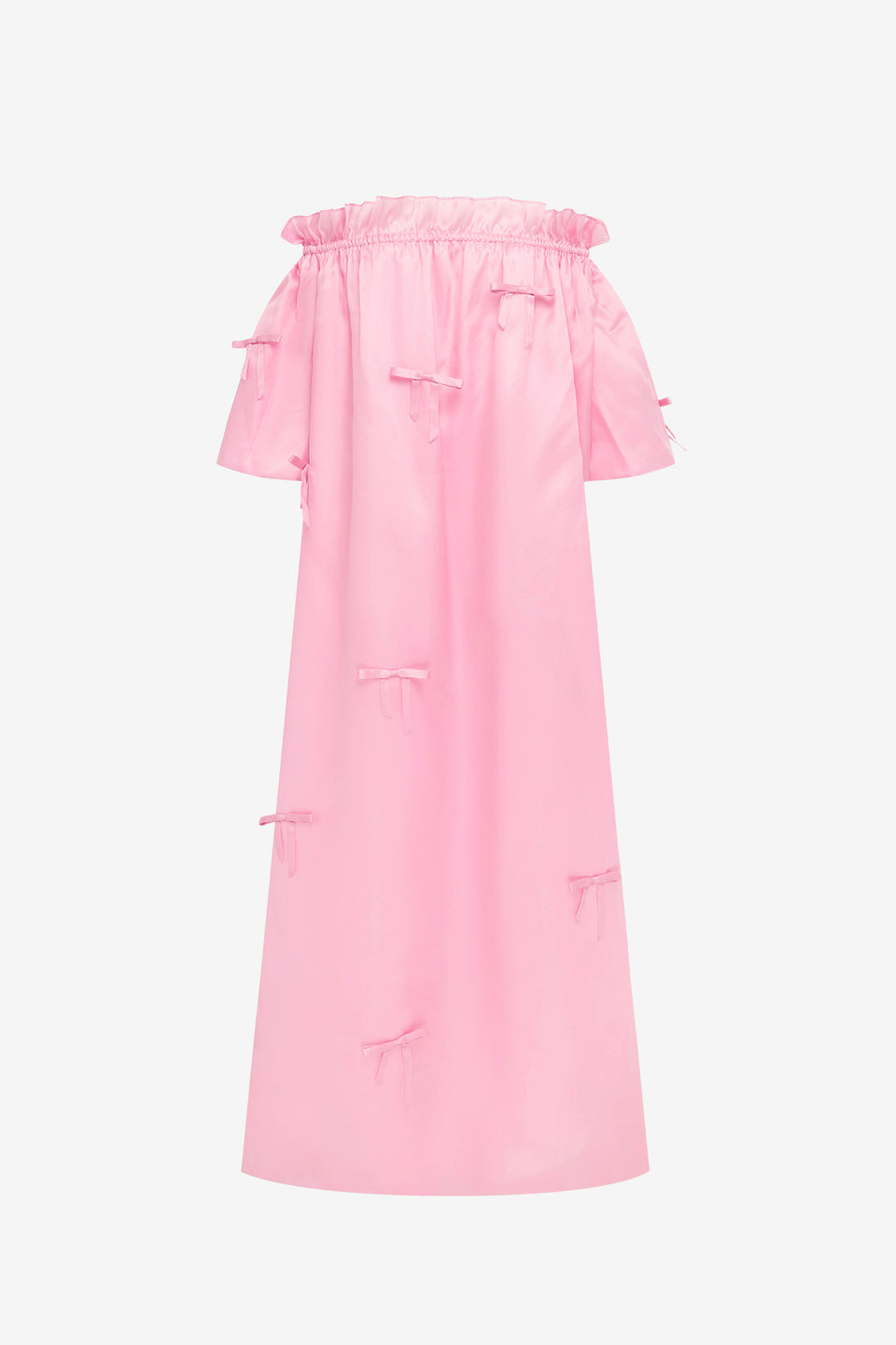 Liana Bow Off Shoulder Maxi Dress - Pink Dress Maxi