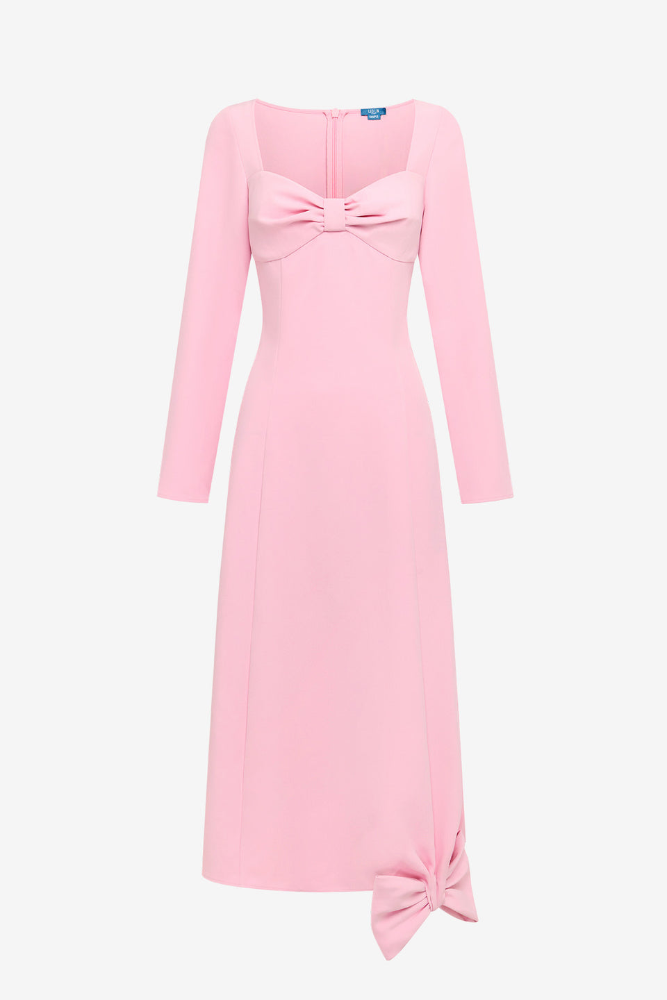 Erika Twist Bodice Bow Midi Dress - Pink Dress Midi
